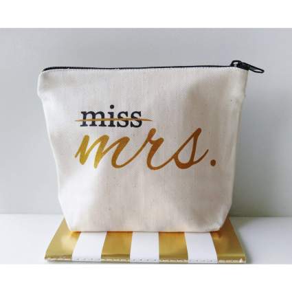 Canvas bag with "miss" crossed out replaced with Mrs