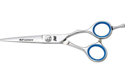 Steel shears with blue inset handle