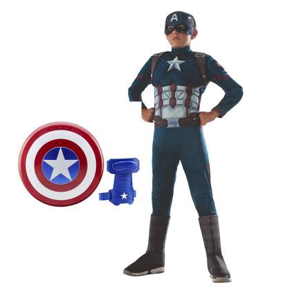 Young boy in Captain America costume