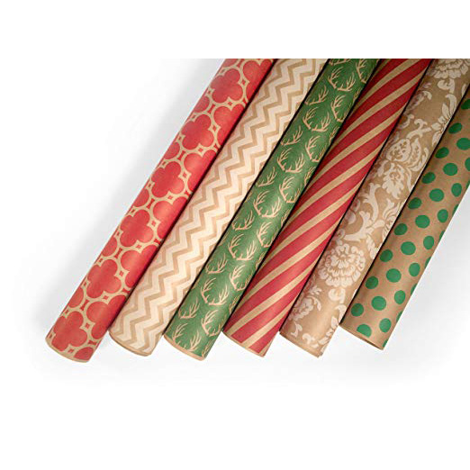 patterned kraft wrapping paper