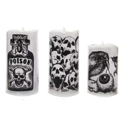 White LED candles with Halloween images