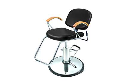 Black all purpose salon chair with wood arms