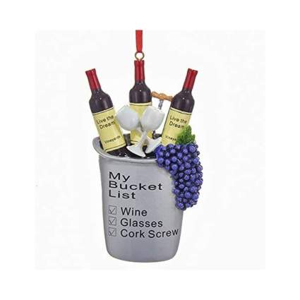bucket list wine ornament