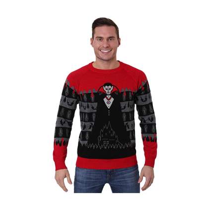 red and black dracula halloween sweater