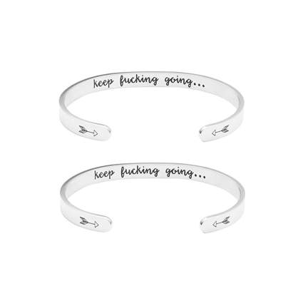 engraved inspirational stainless steel bangle set
