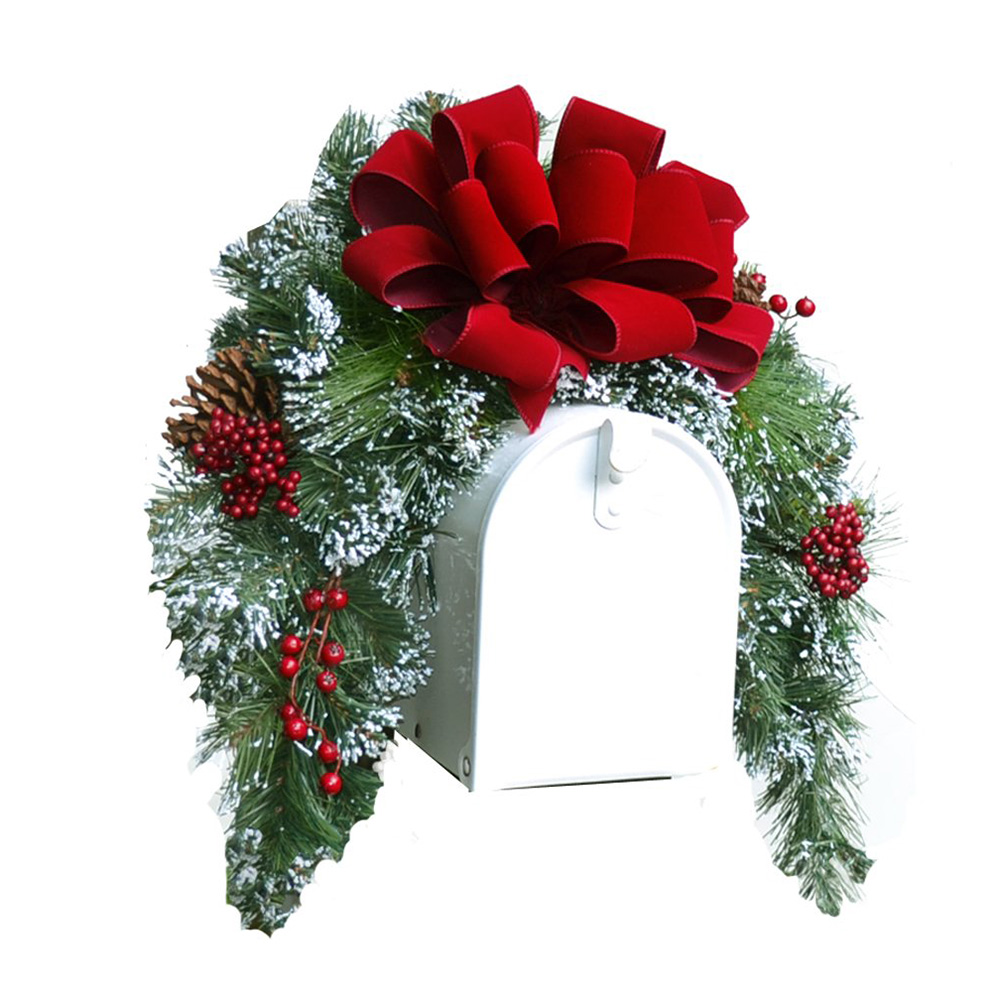 Mailbox Christmas Ornaments Holly Houndstooth Set 2 rzchhh 3607022 NEW RAZ 