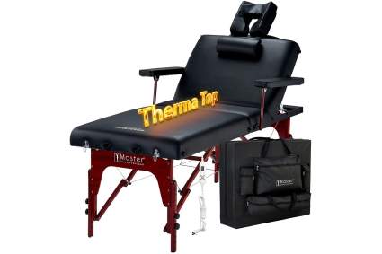 black massage table with backrest