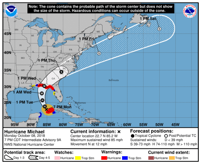 Hurricane Michael Projected Path Maps & Trackers