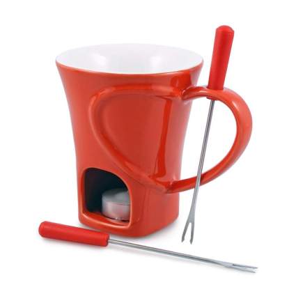 red fondue mug