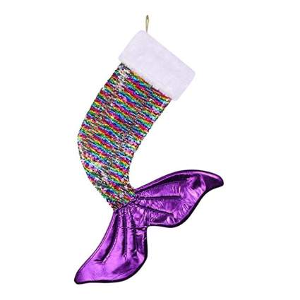 purple mermaid tail Christmas stocking