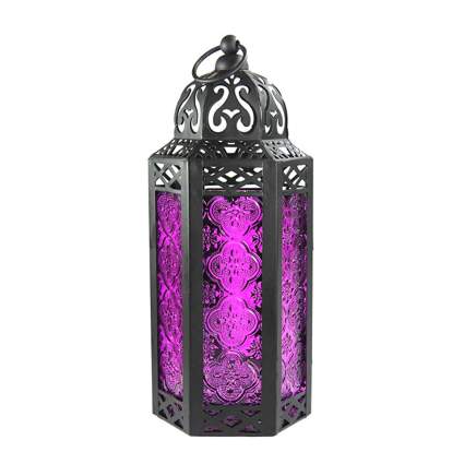 purple moroccan glass candle lantern