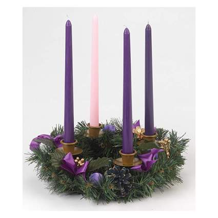 purple ribbon advent candle wreath