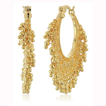 18k gold plated bali hoop earrings