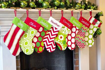 red and green personalized stocking