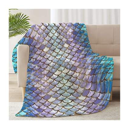 mermaid scale throw blankets