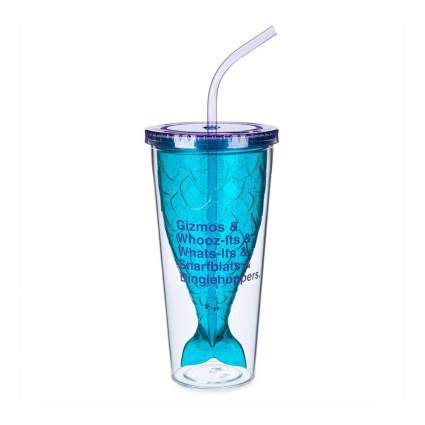 tumbler with mermaid tail insert and Little Mermaid quote