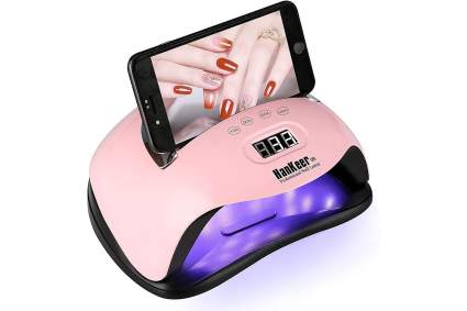 Pink nail lamp with phone stand