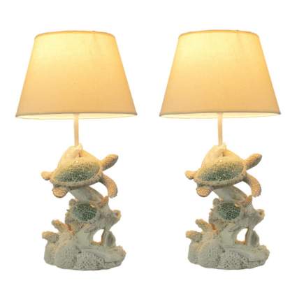 Two turtle table lamps