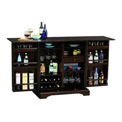 wood wine bar and cabinet