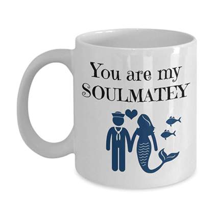 Mermaid and sailor coffee mug