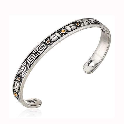 silver tone scarab bangle bracelet