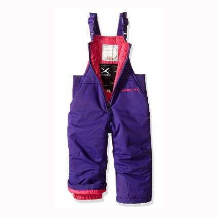purple toddler insulated snow bib overalls