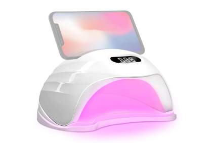 White nail lamp with phone stand