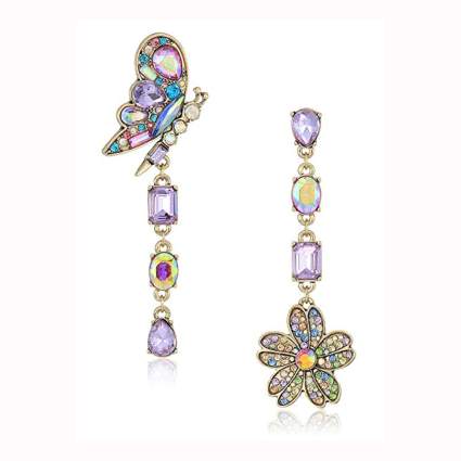 butterfly and flower mismatched earring set
