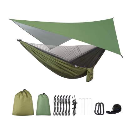 camping hammock with rain fly