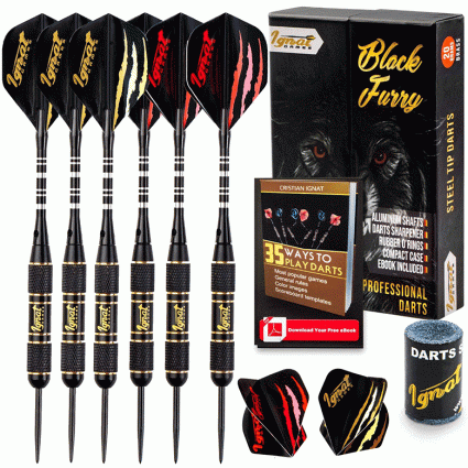 The Elixir Darts Steel Tip Set Professional Extra Shaft Included Steel Tip Darts Pro with Aluminum Shaft with Hard Case 