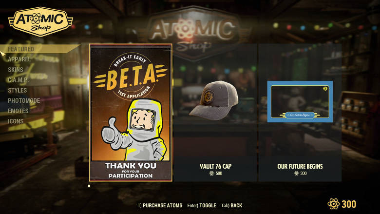 Fallout 76 Atomic Shop