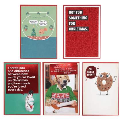 Hallmark Shoebox Funny Christmas Cards Assortment (5 Cards with Envelopes)