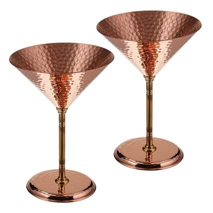 hammered copper martini glasses
