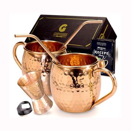 hammered copper moscow mule mug set