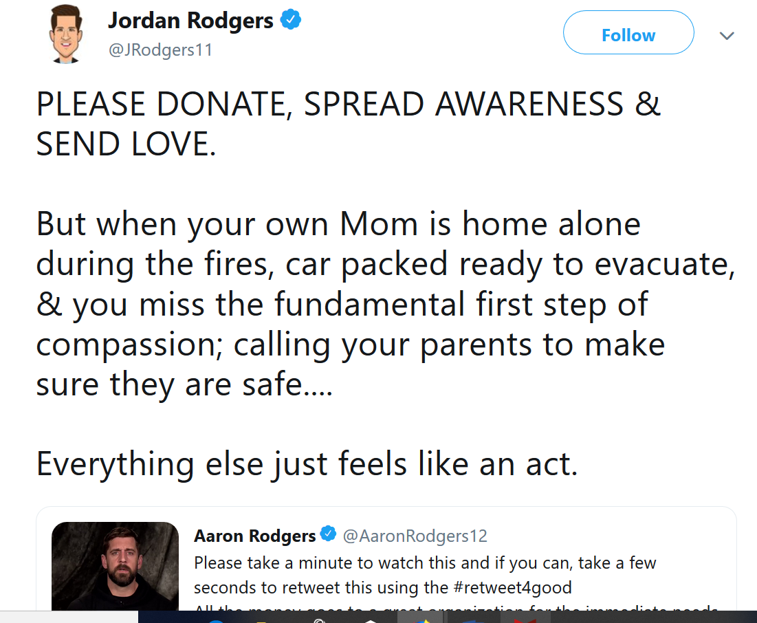 Jordan Rodgers Aaron Rodgers Family Feud Erupts In Tweet Heavy Com