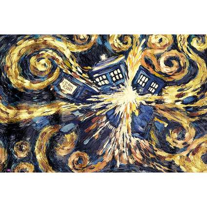 exploding TARDIS print in style of Van Gogh