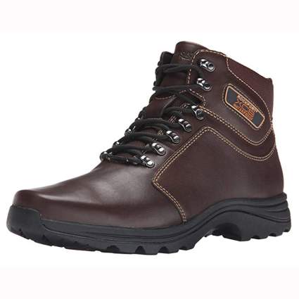 brown waterproof leather men's snow boots