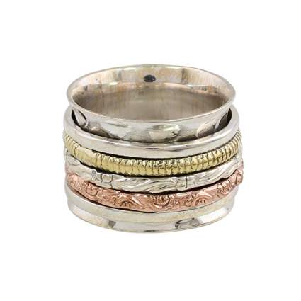 silver and mixed metal spinner ring