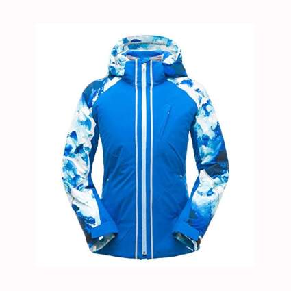 blue women's gore tex ski jacket