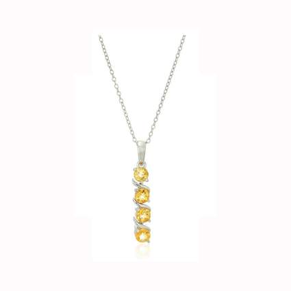 sterling silver four stone citrine pendant necklace