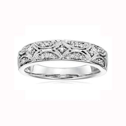 sterling silver and diamond band ring