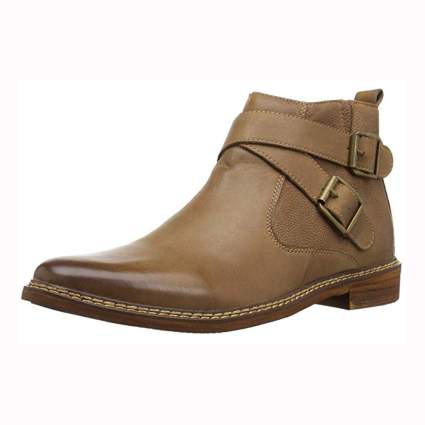 tan leather men's strappy ankle boot
