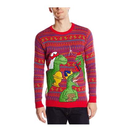 t-rex wisemen christmas sweater
