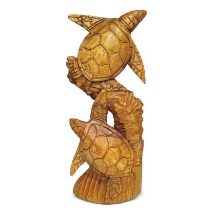 carved wooden turtle statue