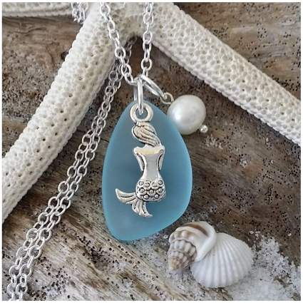 mermaid necklace with sea glass