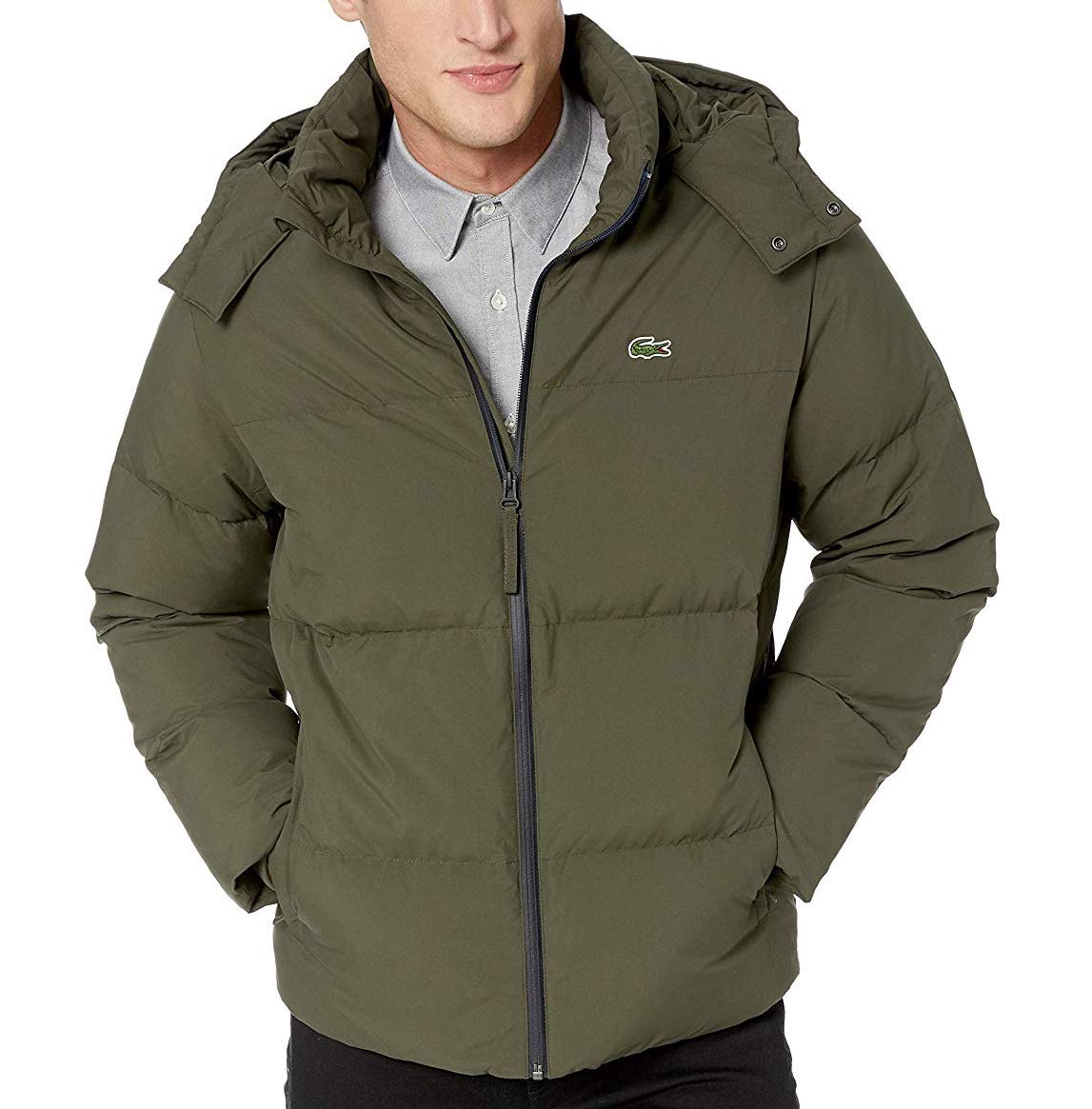 lacoste classic funnel neck puffer jacket