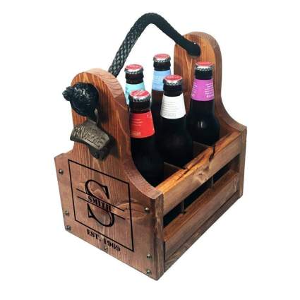 personalized wood beer caddy