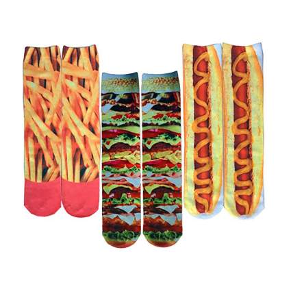 Realistic digital print food socks