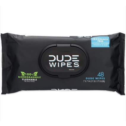 black package of Dude Wipes