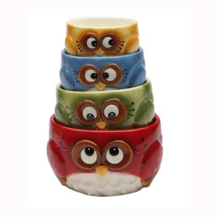 ceramic owl measuring cups